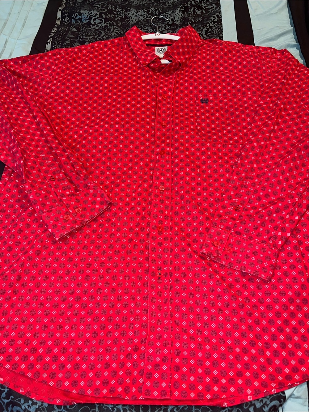 Cinch Men's Red Geometric Button-Down Shirt